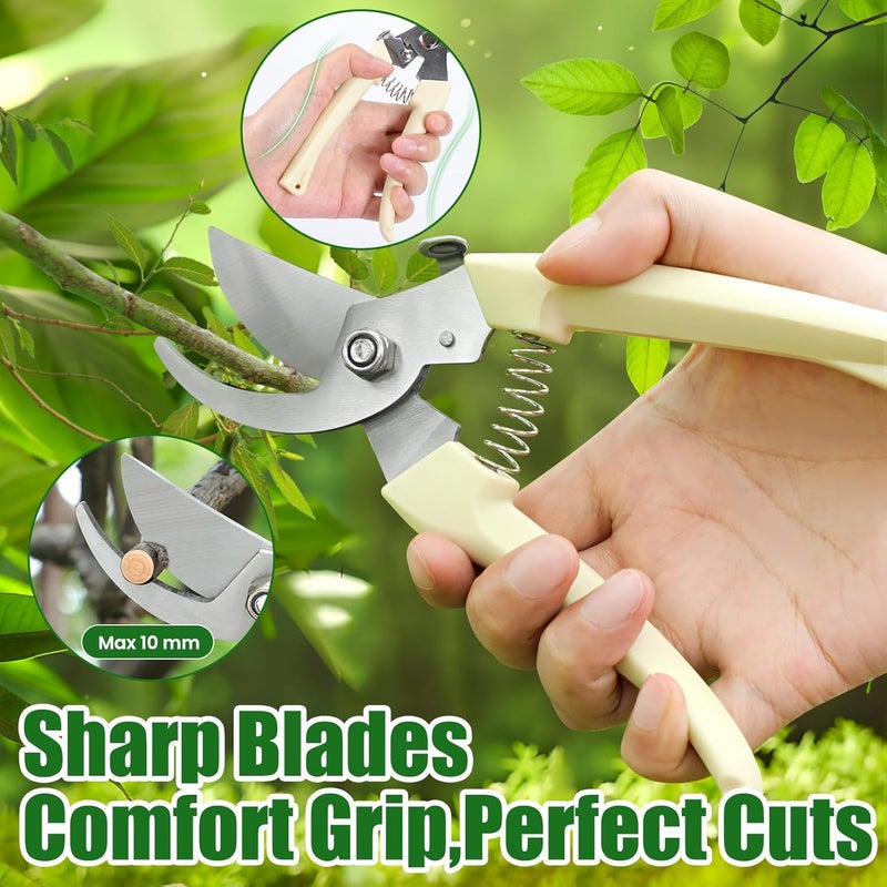 Tuipmui Pruning Shears, Sharp Stainless Steel Garden Shears, Bypass Garden Scissors & Clippers for Branch Trimming, Garden Clippers for Plants, Flowers, Fruit Trees, Gardening Gifts for Women&Men - Image 4